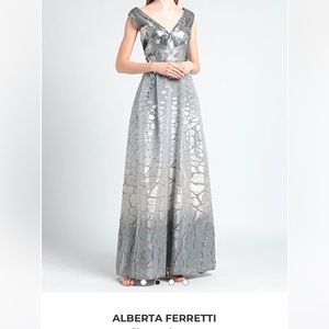Alberta Ferretti silver elegant gown with beautiful details